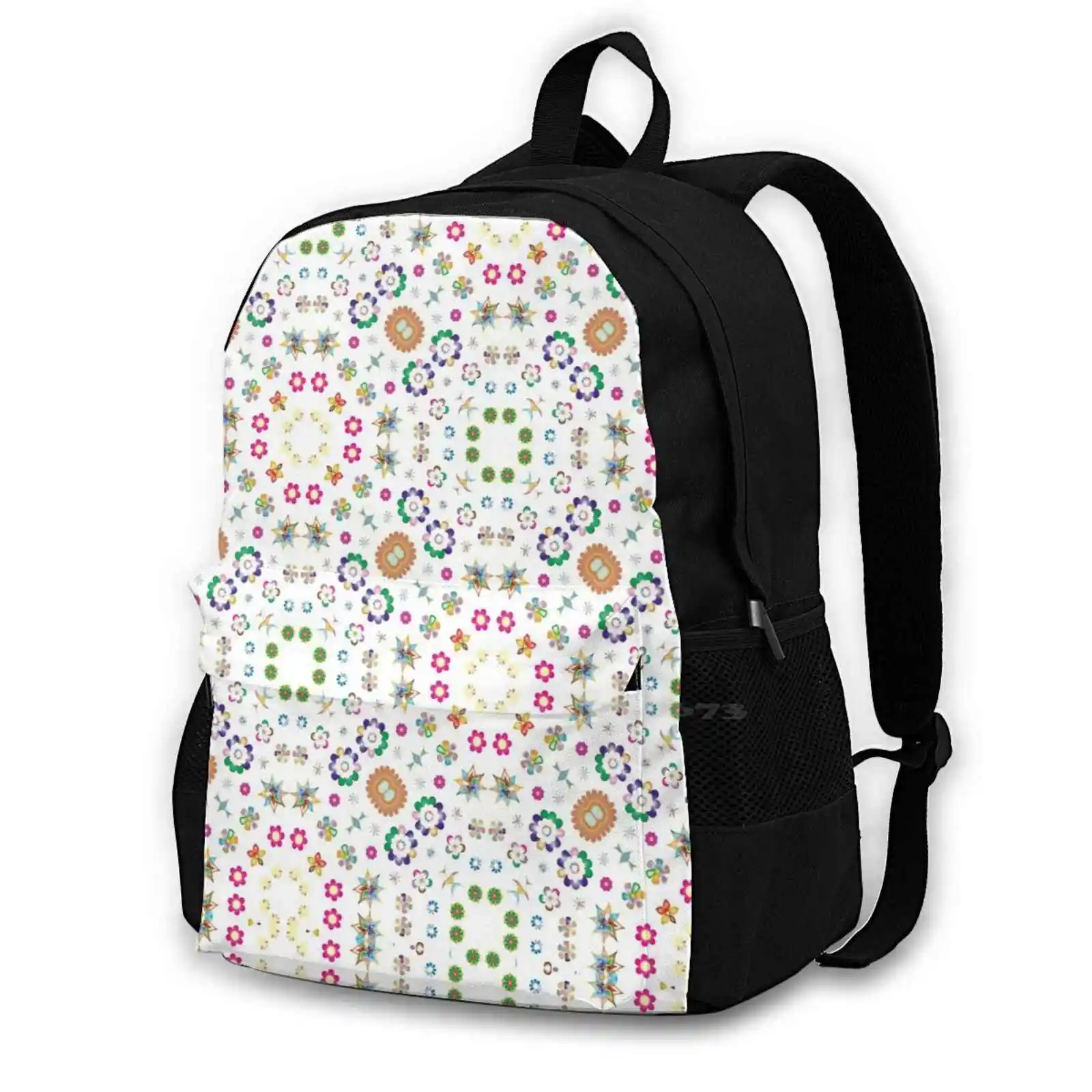 Flowers Floral Lovely Things Colorful Widescreen Decorative Seamless Repeat Pattern Fashion Travel Laptop School Backpack Bag