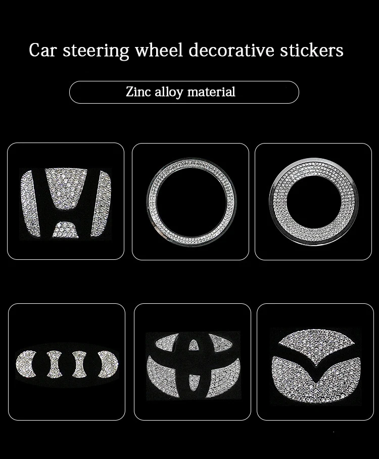 1pcs Suitable for a variety of car steering wheel decorative stickers steering wheel diamond decorative ring car decoration