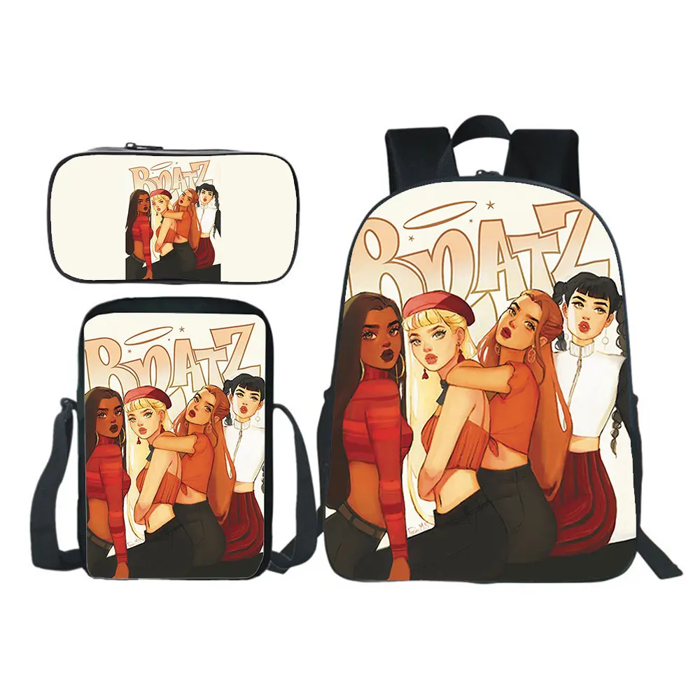 Bratz-Conjunto de mochila para niño y niña, Bolsa Escolar para adolescentes, regalo (mochila + bolso de hombro + bolso de bolígrafo), 3 uds.