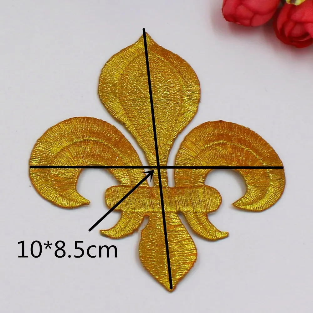 Iron On Appliques Gold Embroidered Patches For Cosplay Costumes Lotus Flower Trims Crown Appliques 8.5-10cm