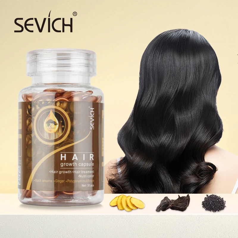 Sevich Hair Vitamin Capsule Ginger Keratin Complex Oil Smooth Silky Anti Hair Loss Repair White Hair Care Capsule 30pcs/bottle