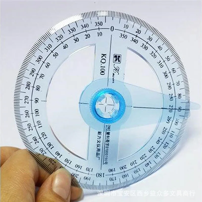 Volledige Cirkel Gradenboog Goniometer Met 360 Graden Roterende Aangeeft Naald Graveren Tekening Hoek Gauge Blok Heerser