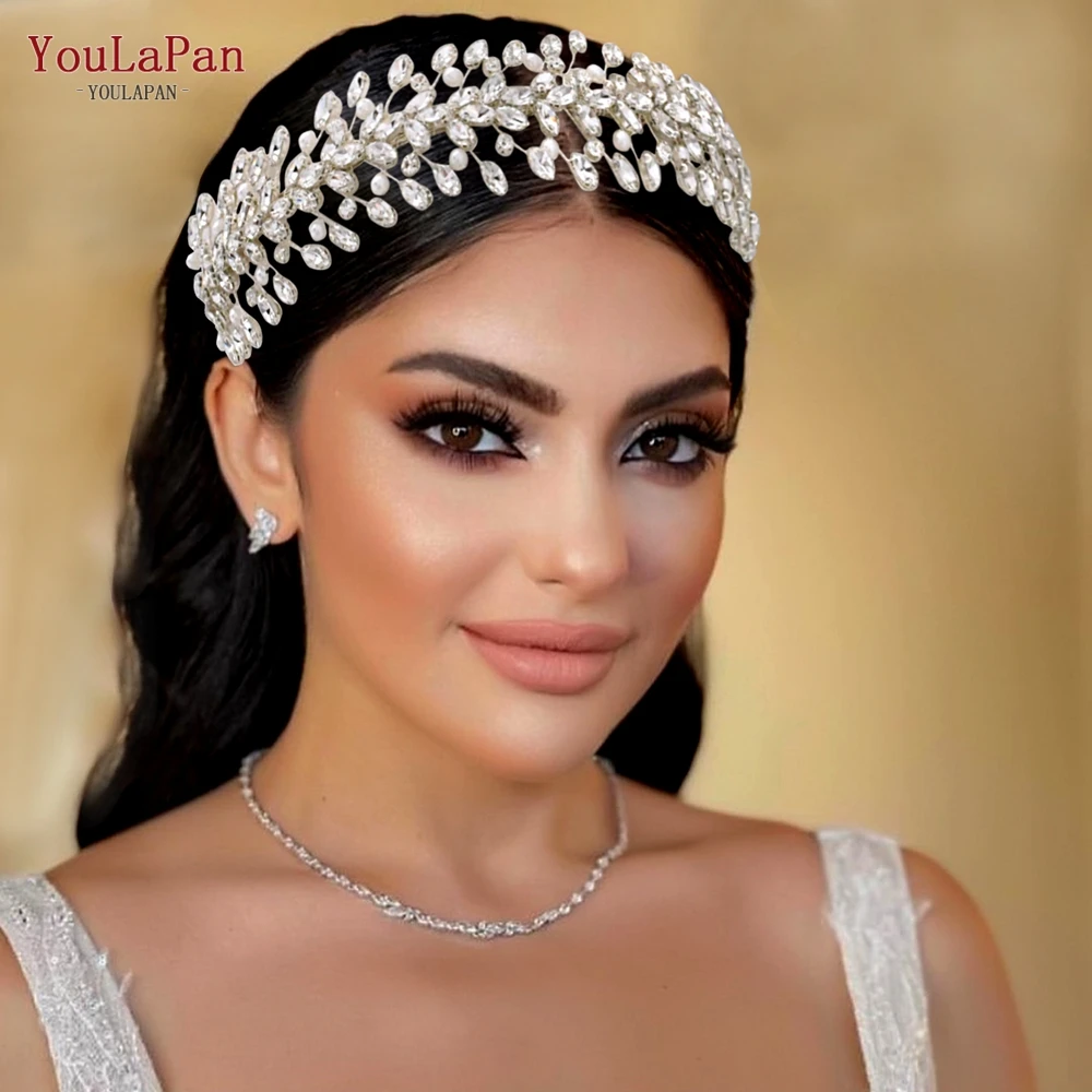 YouLaPan – serre-tête en strass pour mariage, élégant, fait à la main, diadème et couronne en perles, accessoires pour cheveux de mariée, coiffure, HP351