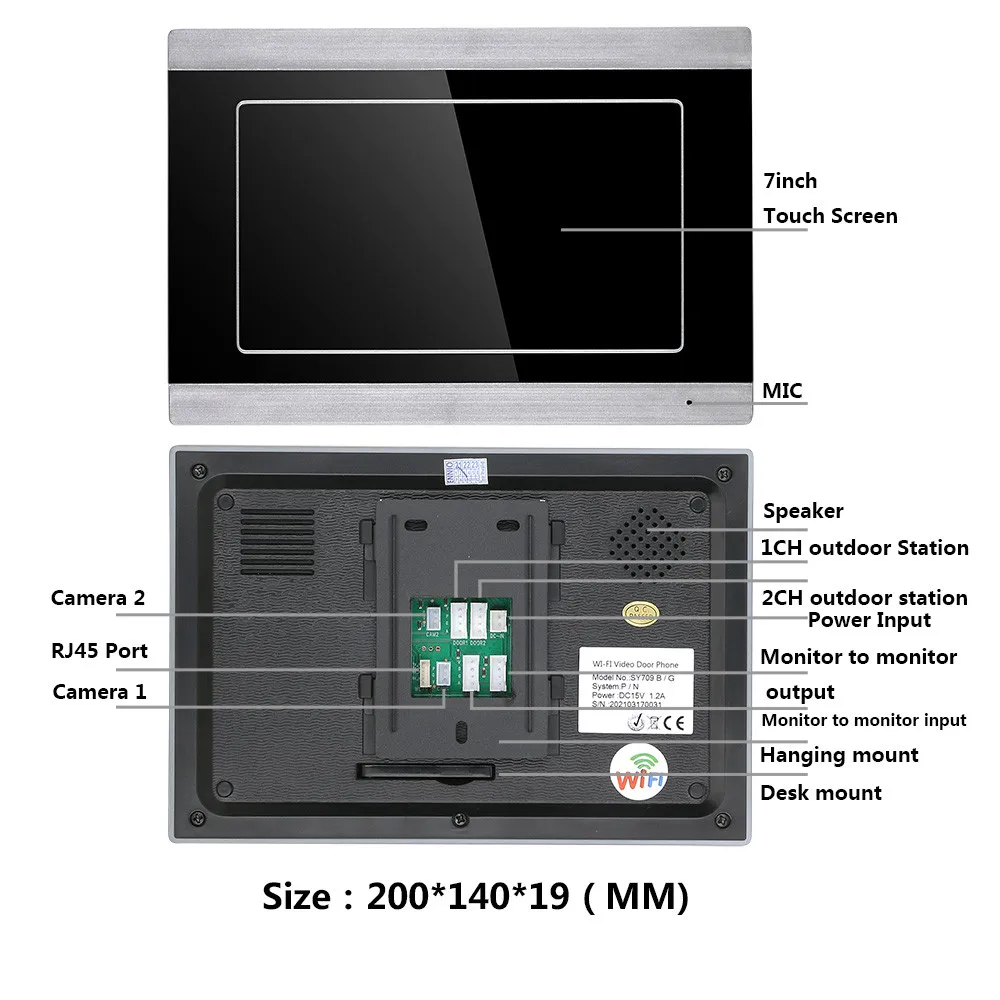 TUYA Video Intercom WIFI RFID Fingerprint Video Tür Telefon System Hause Sprechanlage mit 7 Inch Unterstützung Remote APP Entriegelung Rekord