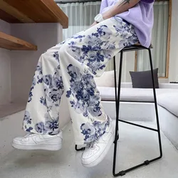 Frühling Sommer Blume Hosen männer Mode Gedruckt Casual Hosen Männer Streetwear Lose Hip-hop Gerade Breite bein hosen Herren Hosen