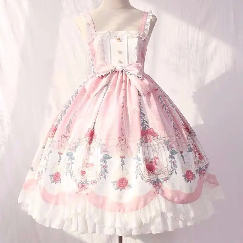 Sukienka Lolita słodki styl klasyczny sen wisiorek z koralików fala Jsk Retro wiktoriańska szlachetna sukienka Kawaii dziewczyna Gothic