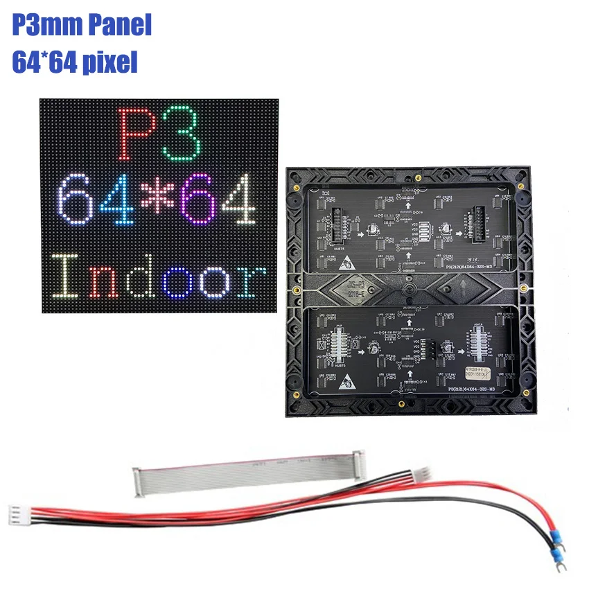 

Indoor Led Display P3 64*64 Pixles 192*192mm 1/32 Scan RGB Full Color LED Panel Hub75 SMD P3 Led Display Module Video Wall