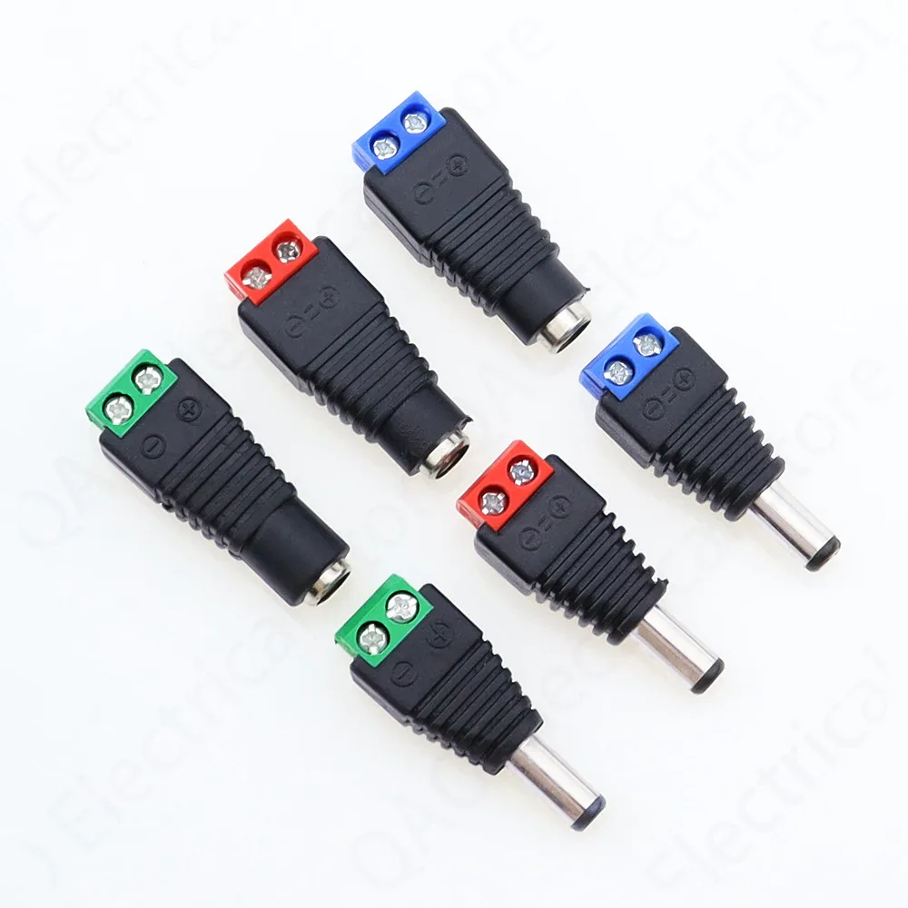 1 sets Male + Female 12V 2.1x5.5MM DC Power Jack Plug Audio AUX free welding socket Connector