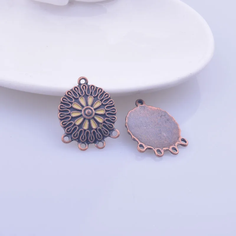 12 Stück 20*26mm Antik-Kupfer Ohrring-Verbinder Emaille-Ohrständer Anhänger DIY Hochzeits-Ohrring-Zubehör – Detail 3