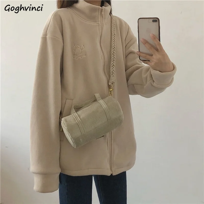 

Hoodies Women Aesthetic Thicker High Quality Leisure Turtleneck Embroidery Spring Autumn Korean Style Winter Coats New