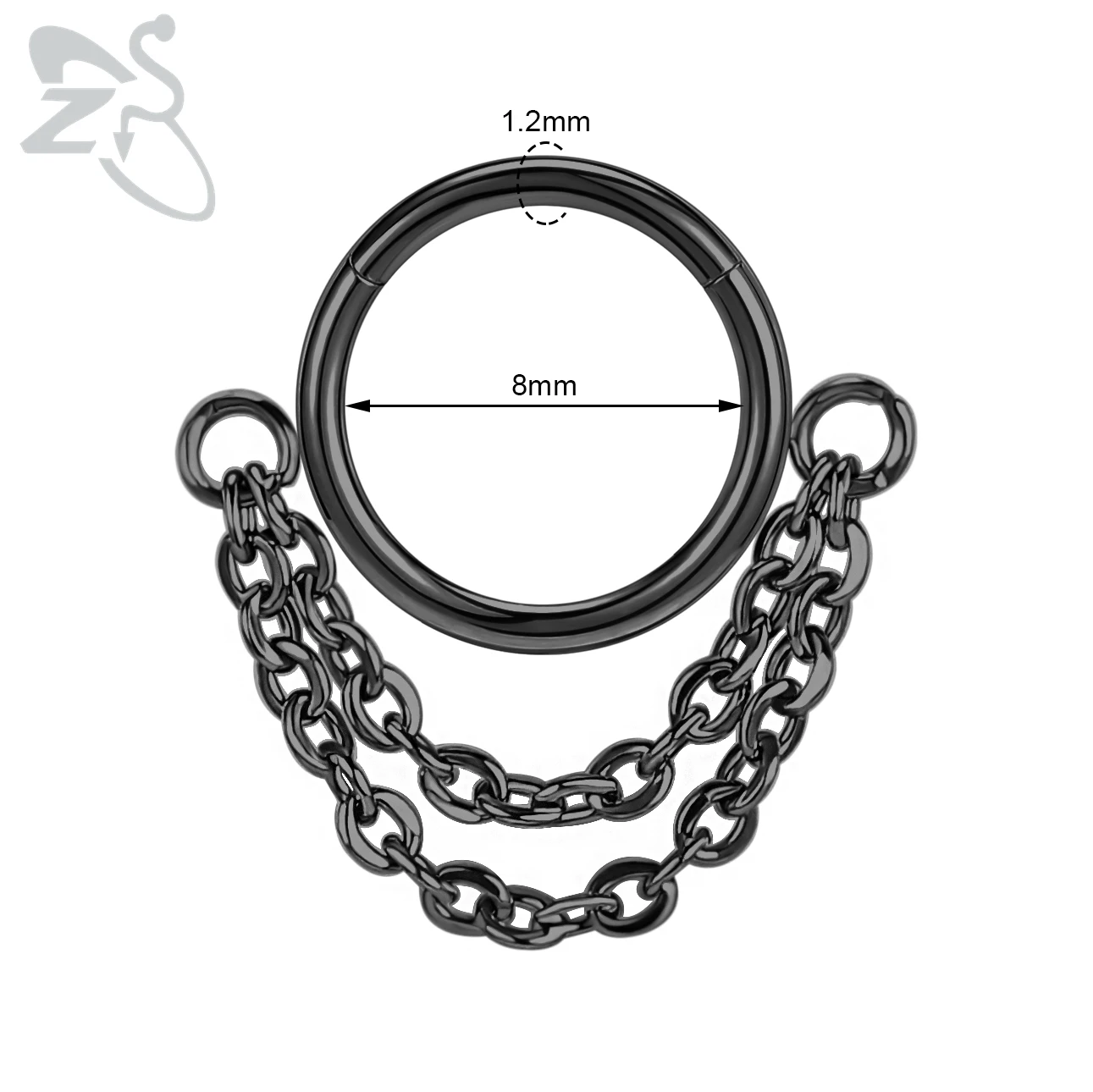 ZS 16G Stainless Steel Nose Rings for Women Girls Zirconia Septum Piercing Indian Black Gold Plated Ear Helix Clicker Piercings