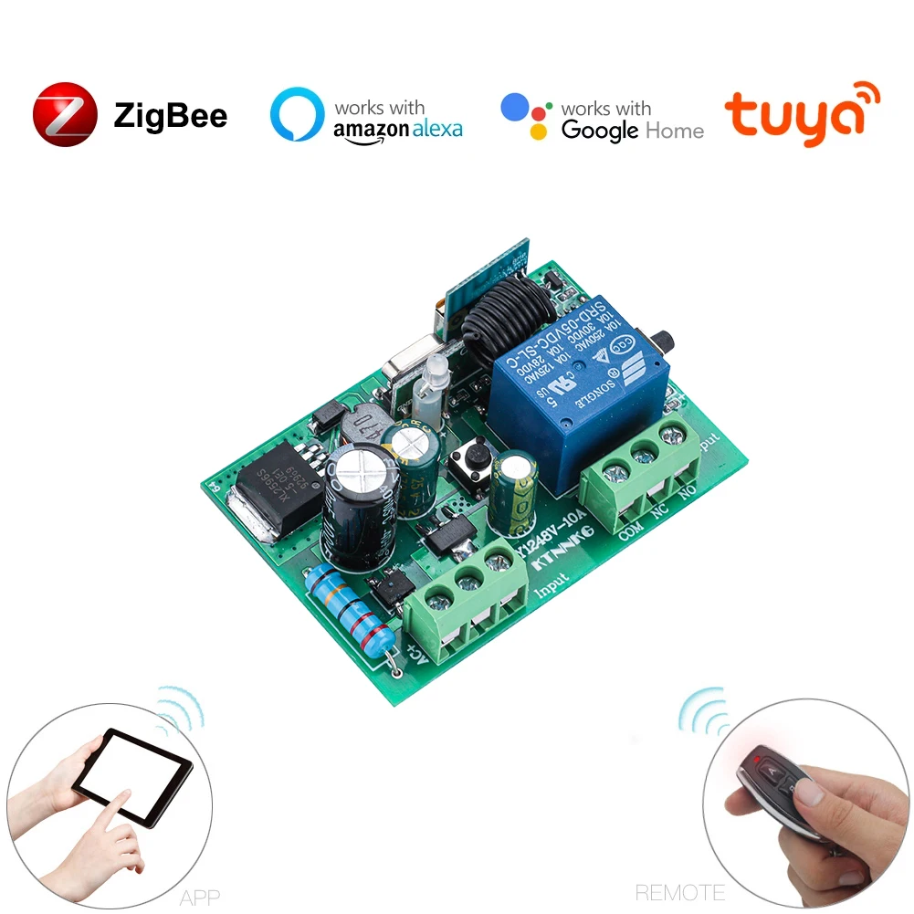 

KTNNKG DC12V 24V 1CH TUYA ZIGBEE Intelligent Lamp Switch Relay Module Smart Life/ TuyaWireless Remote Control Of Home Lghting