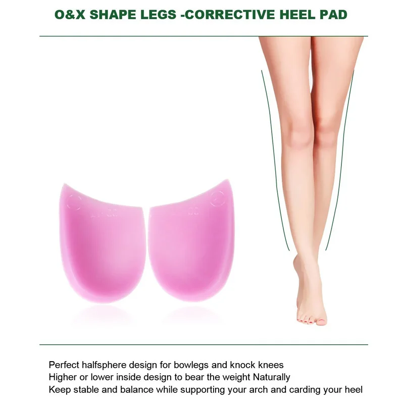 1 par de palmilhas ortopédicas, inserções de sapato, medial e calcanhar lateral, almofadas de silicone, corretivas, tipo o/x, perna para mulheres/homens