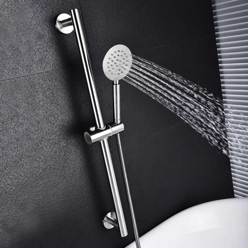 Bathroom Sliding Shower Adjustable Height Contemporary Style Multifunction Brushed Handheld Shower Set