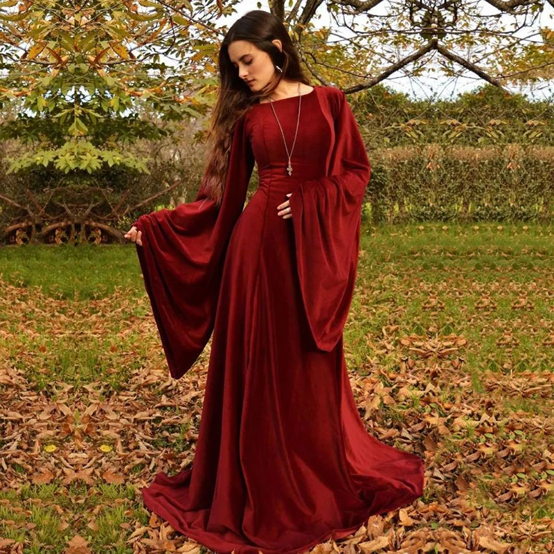 

Eightale Arabic Evening Dress O-Neck Long Sleeves A-line Burgundy Muslim Caftan Prom Dress Dubai Kaftan Party Gown robe de soire