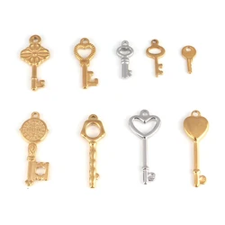 5pcs Stainless Steel Key Pendant Charms for DIY Jewelry Making Handmade Components Bracelet Finding Accessories Jewelry Charm