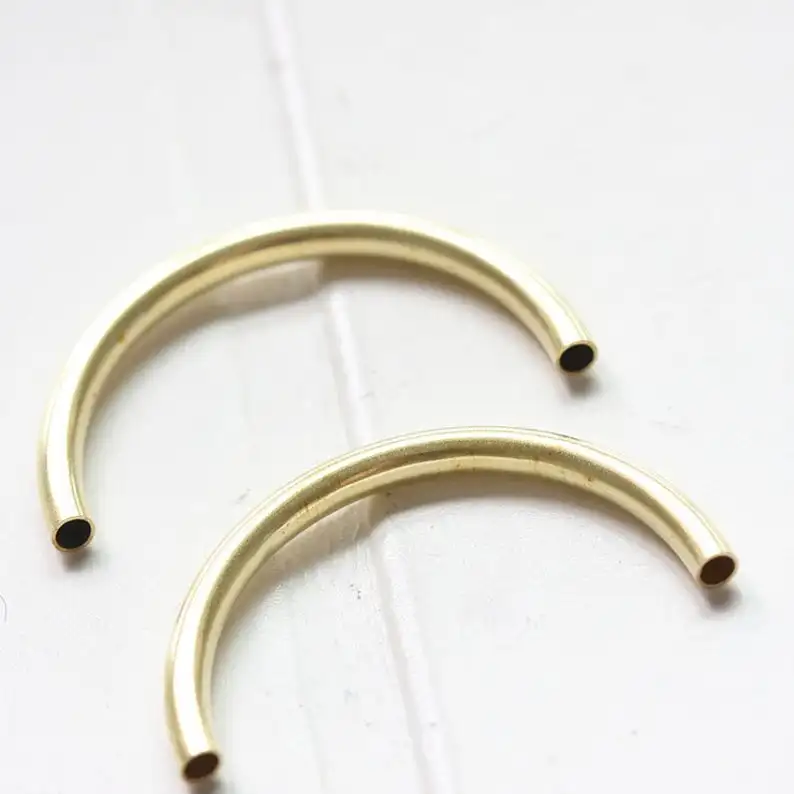 DIY Supply-Solid Brass Finding Curved Tube - Half Circle - Open Circle 3x35mm (3064C)