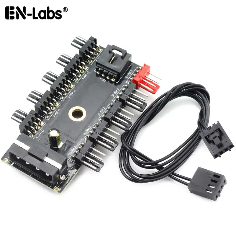 Molex 4pin SATA to 10 Port 4 Pin PWM Fan Hub Controller RPM Feedback Cable,CPU Cooler Fan Splitter for 4-pin 3pin Case Cooling