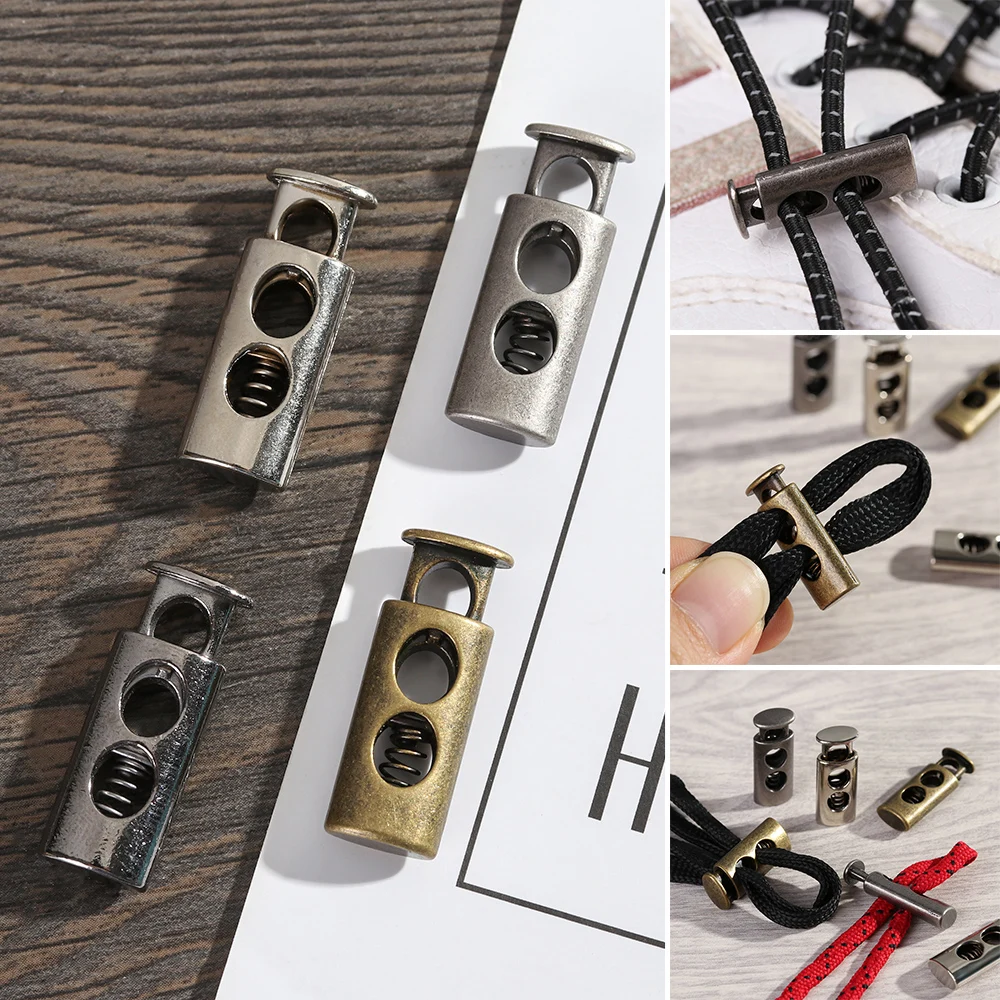 10 pcs Double Hole Metal Stopper Apparel Sewing Accessories Metal Clamp Stopper Cord Lock Toggle Shoelace Sportswear Accessories