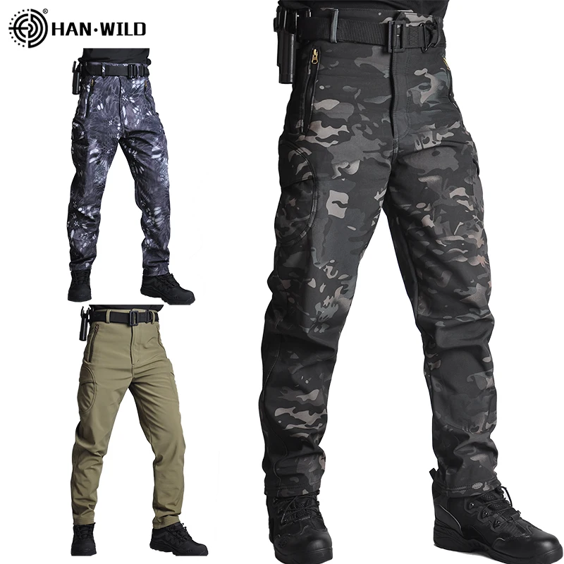 Men Fleece Tactical Pants Cargo Outdoor Man Pant Training Pants Airsoft Pants Soft Hiking Pants Hunting Clothes