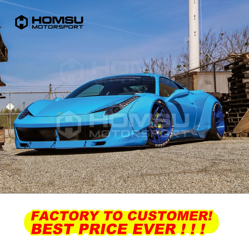 LB style FRP Unpainted Car Body Kit Front Rear Bumper Side Skirts Wheel Eyebrows Exhaust Pipes For Ferrari F458 2011-2014