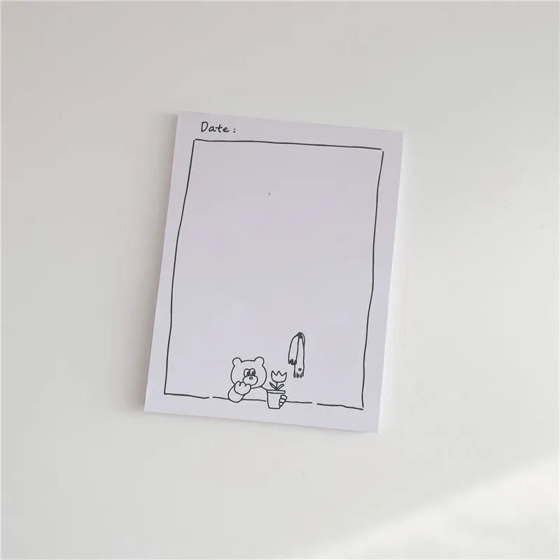 Korean Ins Cartoon Bear Square Frame Memo Pad 50 Sheets Long Style Note Paper Message Paper To Do List Kawaii Notepad Stationery