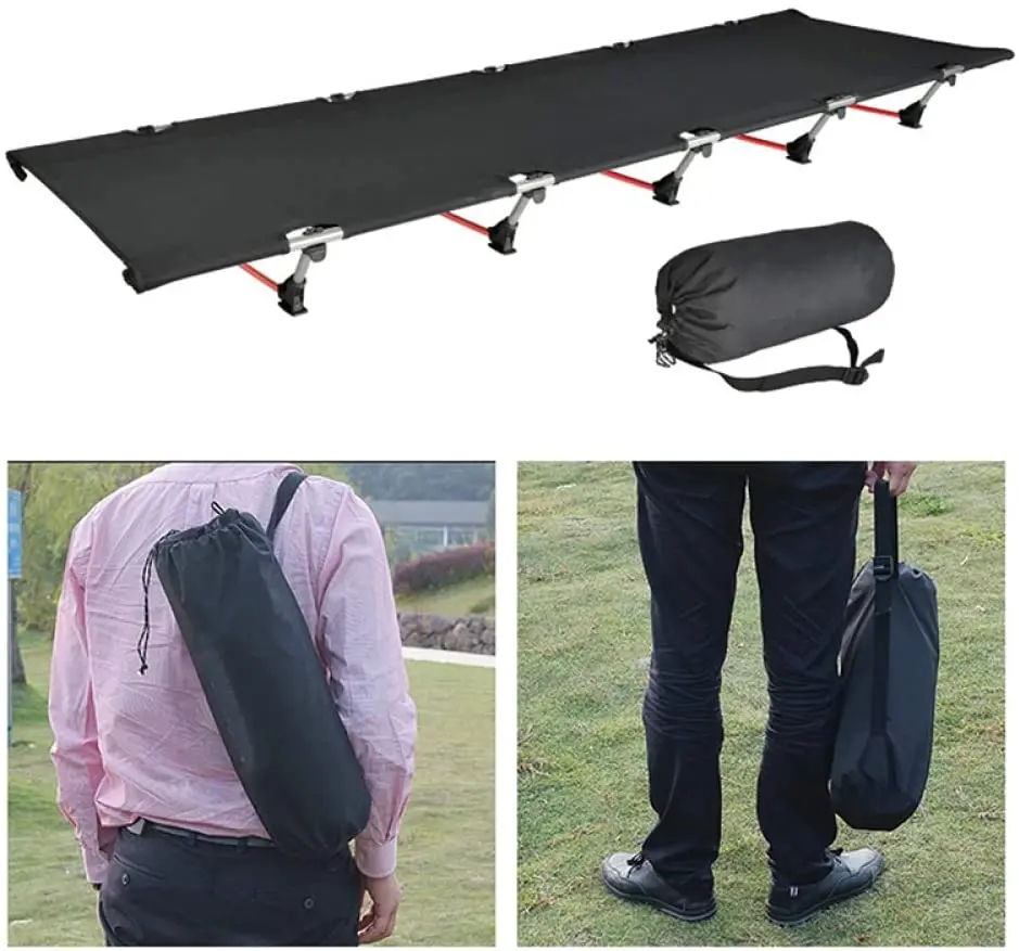 Cuna de Camping plegable portátil para una sola persona, cama plegable para exteriores, 330lb, peso de rodamiento compacto para Picnic al aire libre