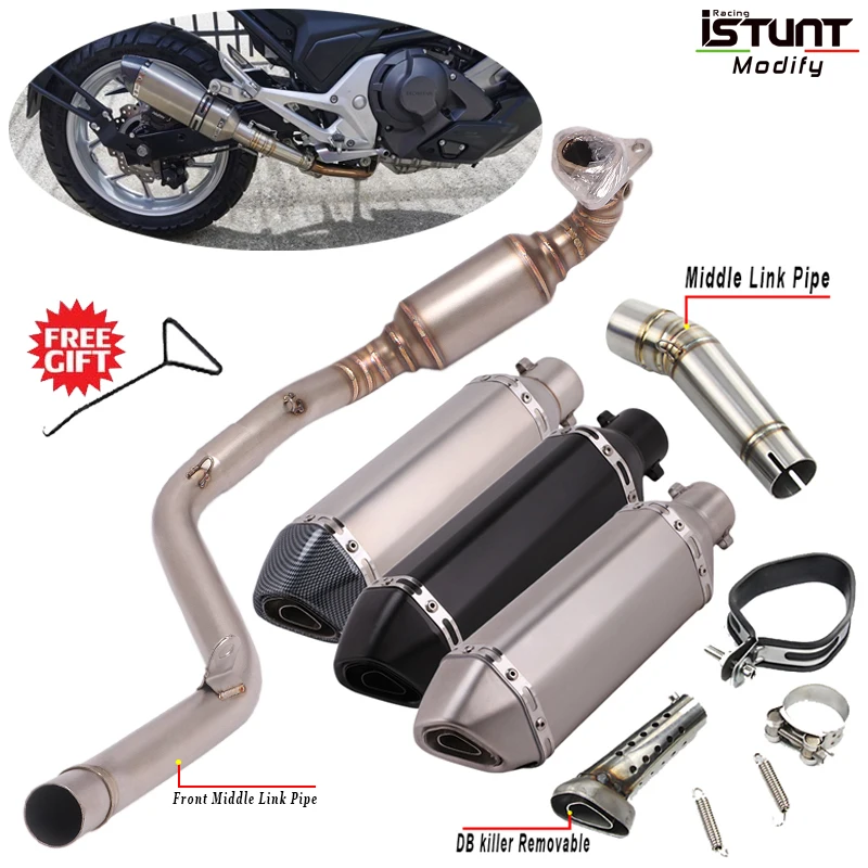 

For Honda NC700 NC700X NC750 NC750X NC750S Escape Full System Motorcycle Exhaust Muffler DB Killer Front Middle Link Pipe