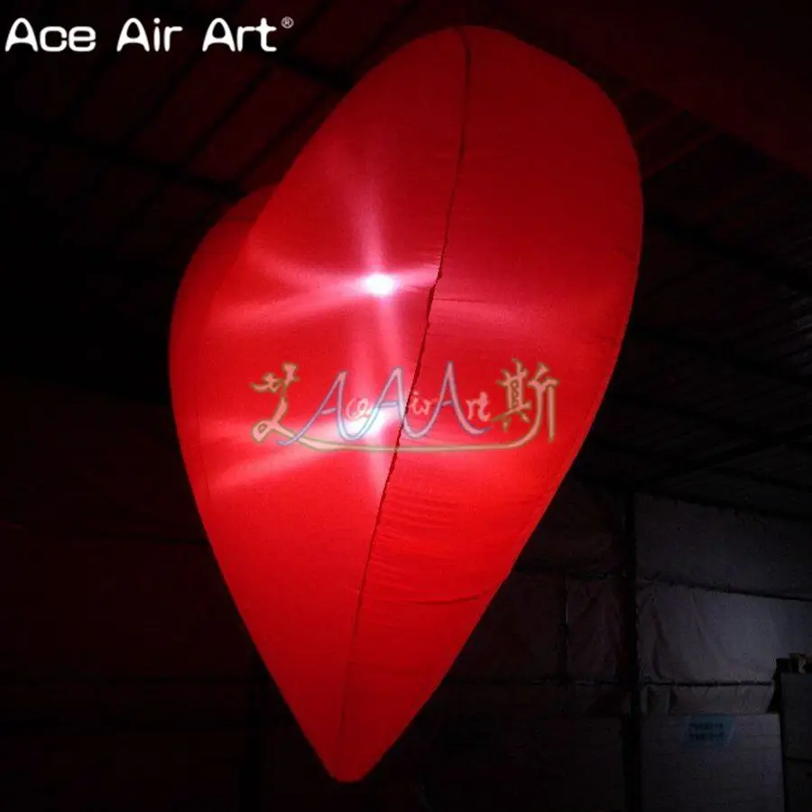 Customized Soft material big heart model inflatable red heart with colorful led lights for party and club/event decoration