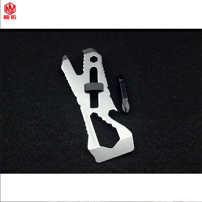 1PCS EDC Small Tool Keychain Portable Mini Screwdriver Titanium Alloy Buckle Outdoor Multi-function Tool Card