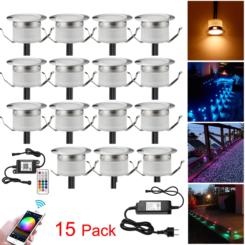 

15pcs/Lot DC12V 31mm LED Decking Stair Step Spotlight WIFI APP Controller Garden Yard Patio Terrace Waterproof Lanscape Lighting