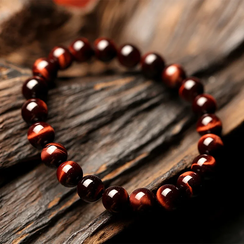 Minimalist 8MM Natural Stone Prayer Beads Tiger Eye Bracelet Handmade Red Brown Natural Stone Braclet For Men Yoga Jewelry Homme