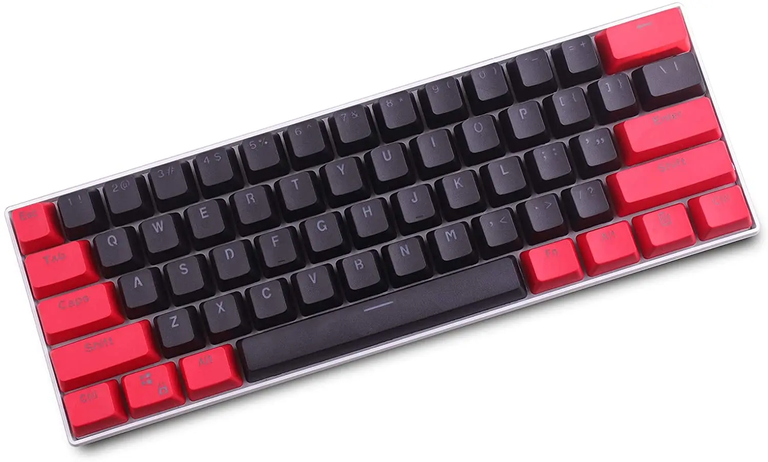 

PBT Keycap 61 key Red and black Double Color Backlight Keycaps Universal Column For Ikbc Cherry MX Annie Mechanical Keyboard