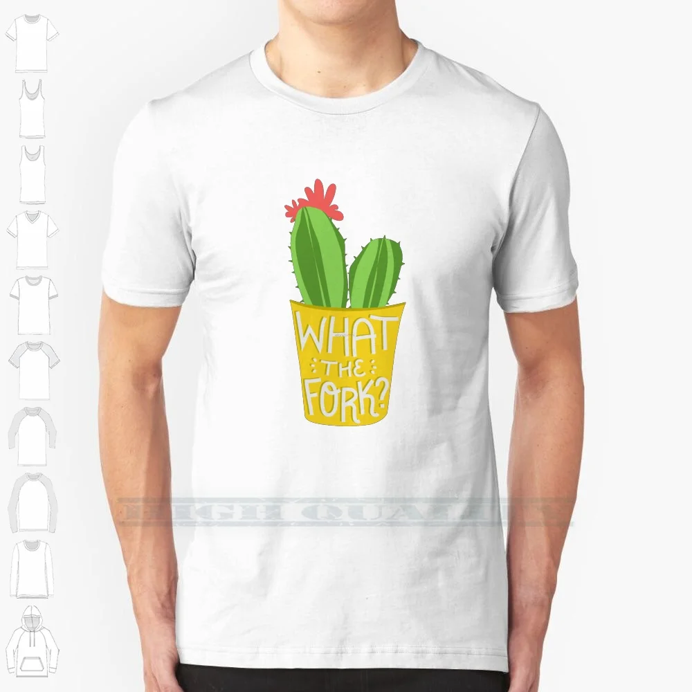 What The Fork ? Cactus ( The Good Place ) 100% Cotton T Shirt The Good Place Cactus Succulent Cacti Kristen Bell Handlettering