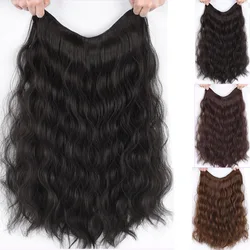 DIANQI-Longas extensões de cabelo onda de água, preto, marrom, meia peruca em forma de V, clipe, peruca sintética, natural, 16