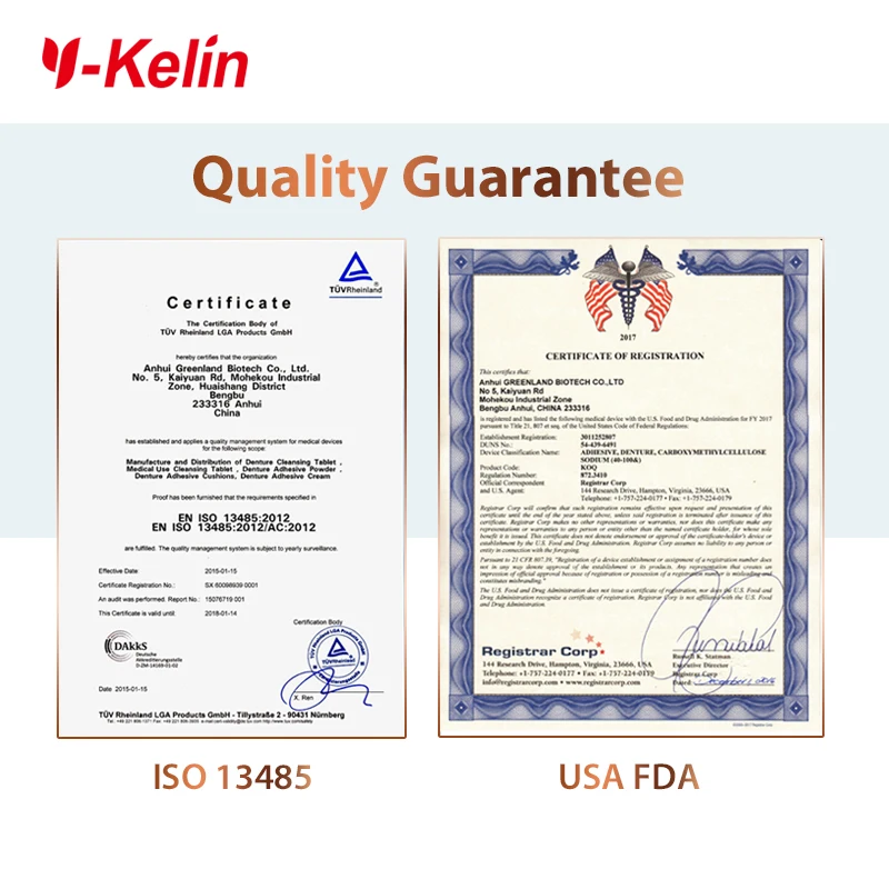 Hot Sale Y-Kelin Denture Care Adhesive Cream Strong Hold 40 Gram 12 Packs for Upper and Lower Secure Send A Gift