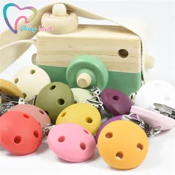 2 PCS Pacifier Clip Silicone Round Shaped Colorful Nipple Clip DIY Pacifier Chain Accessories BPA Free Soother Holder Clip