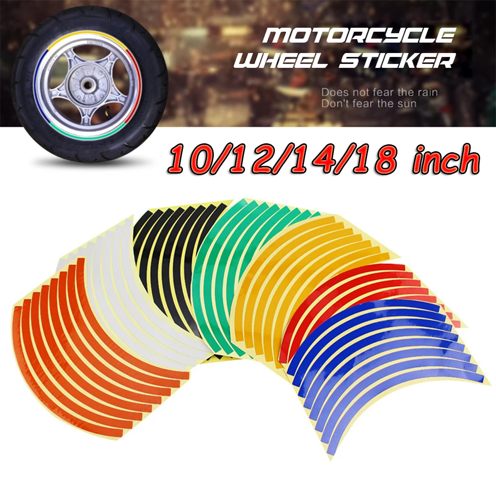 16 PCs 10/12/14/18 inch Reflective Wheel Rim Stickers Luminous Wheel Stickers Reflective Stickers