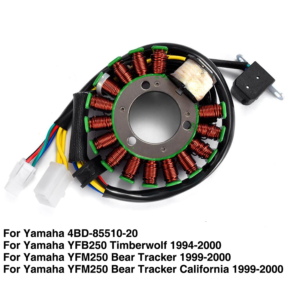 

Generator Stator Coil For Yamaha YFB250 Timberwolf YFB 250 1994-2000 YFM250 Bear Tracker YFM 250 1999-2000 4BD-85510-20