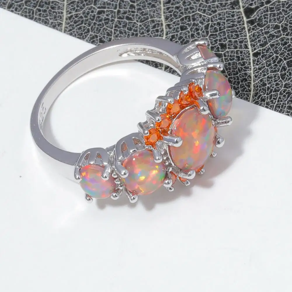 CiNily Color Optional Luxury Oval Fire Opal 925 Sterling Silver Rings for  Vintage Jewelry Ring Women Birthday Party Gift