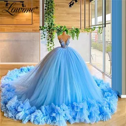 Blue Puffy Prom Dresses Long Ball Gown Party Dress For Weddings 2020 Abendkleider Tulle Dresses Woman Party Night Evening Dress