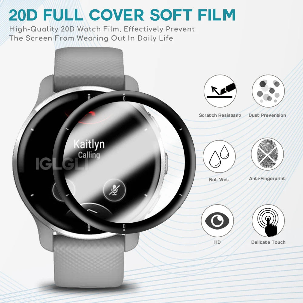 2 Stuks Beschermende Film Voor Garmin Venu 2 Plus Smart Horloge Anti Kras Gebogen Soft Screen Protector Cover Accessoires (niet Glas)