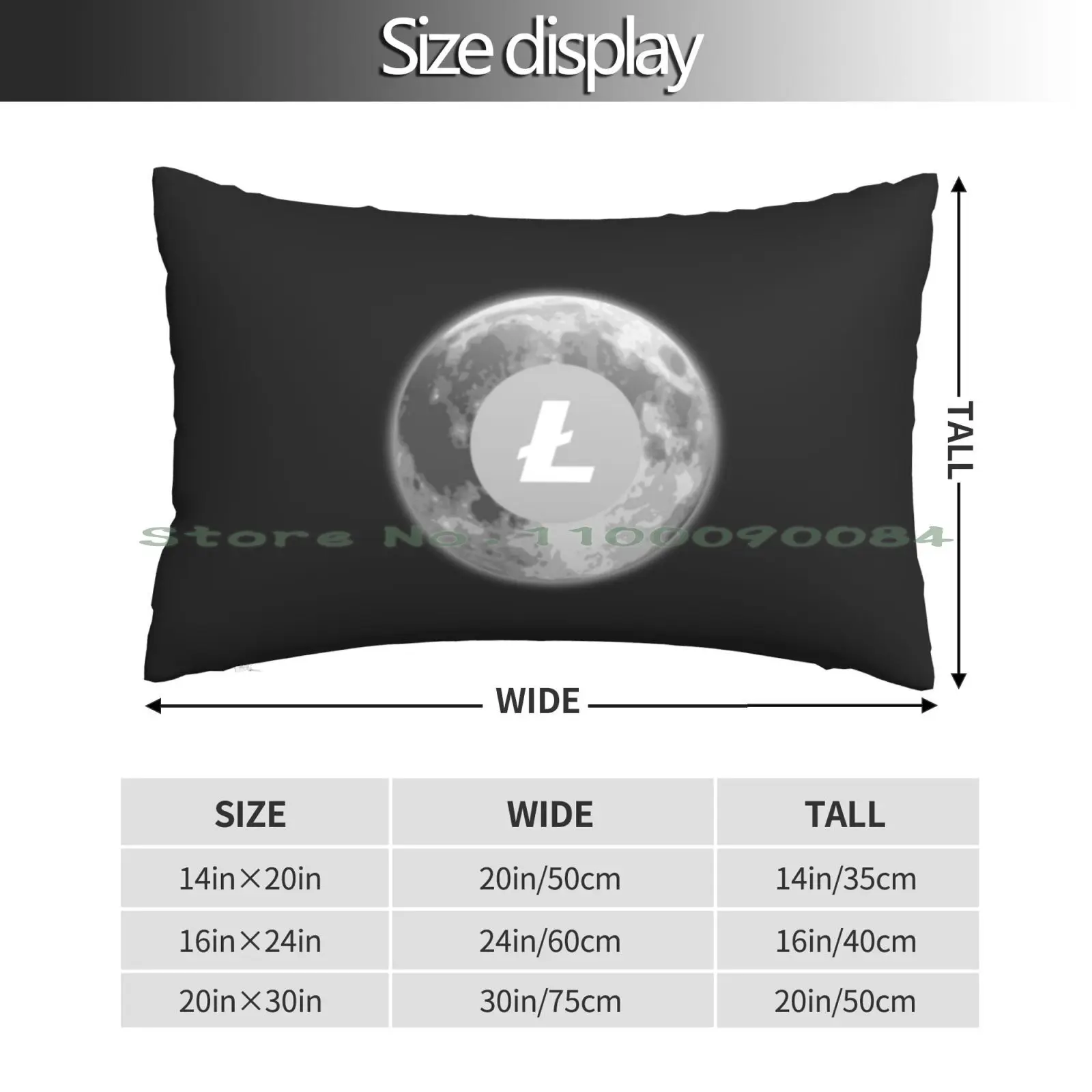 Litecoin Moon Pillow Case 20x30 50*75 Sofa Bedroom Best Selling Priest Stuff Priest Trending Priest Populer Priest Discount