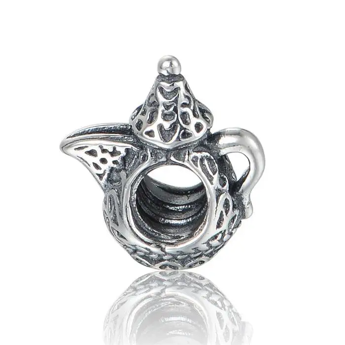 

925-sterling-silver Charms Antique Breloque Vintage sterling Silver jewelry Coffee Pot beads Fit Pandora Bracelet Diy Jewelry