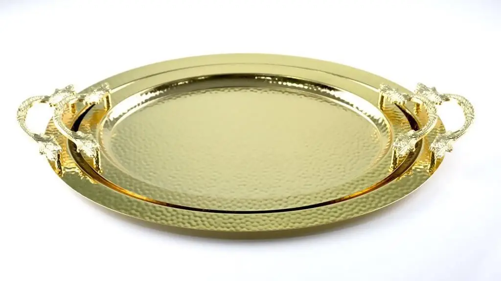 DOLBOVI Submersible 2227A dual Oval Tattoo Tea & Coffee tray Set Gold tray поднос plateau de service