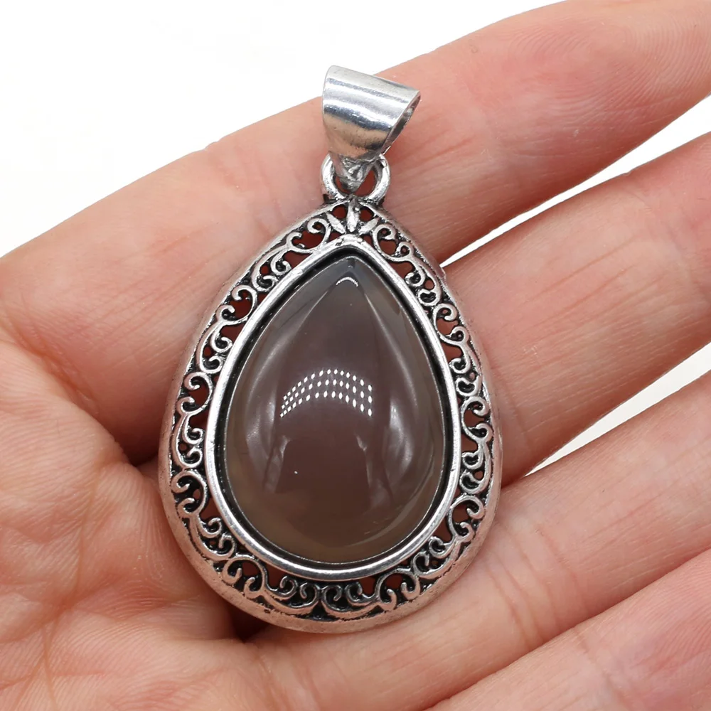 Natural Stone Pendants Water Drop Lapis lazuli Opal for Jewelry Making Women Necklace Gifts