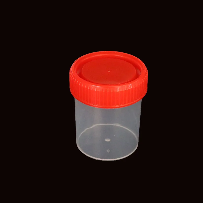 5 Bottles of Urine Container Sample Cup Stationery Experiment 40ml / 60ml Volume Molded Exhaust Ml and Oz PP EO Sterile Red Lid