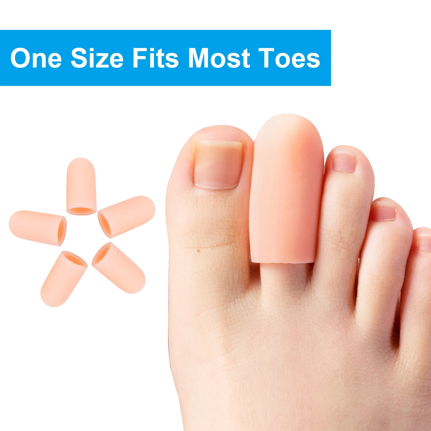 2pcs 4*2cm Soft Silicone Toe Protector Bunion Pain Relief Toe Cover Cap Prevent Corns Calluses Blisters Foot Care Tool Z55202