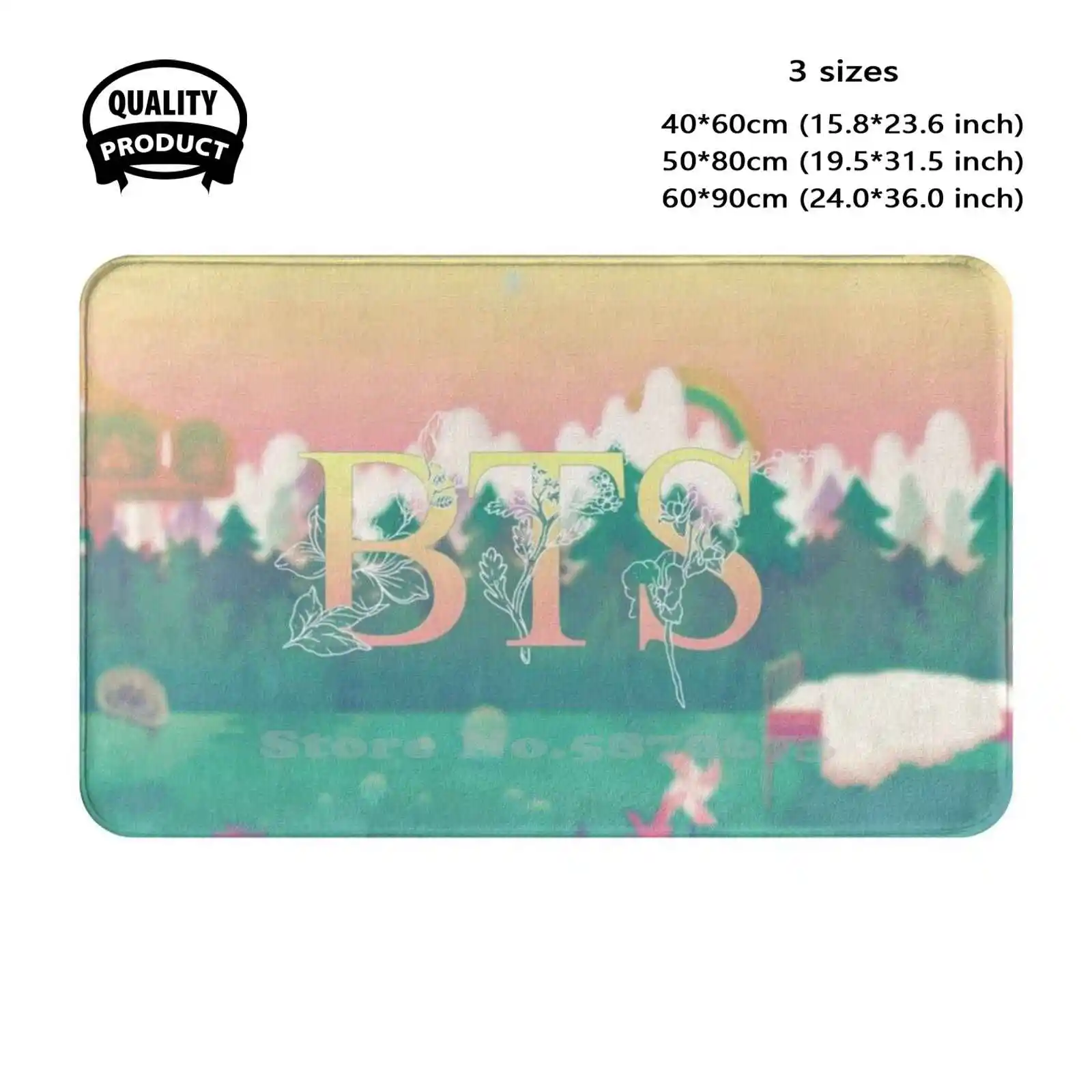 Flowers Carnival Soft Cushion Home Carpet Door Mat Car Rug Purple Glitch Text Effect Typography Boys J Hope Kpop Group Photo