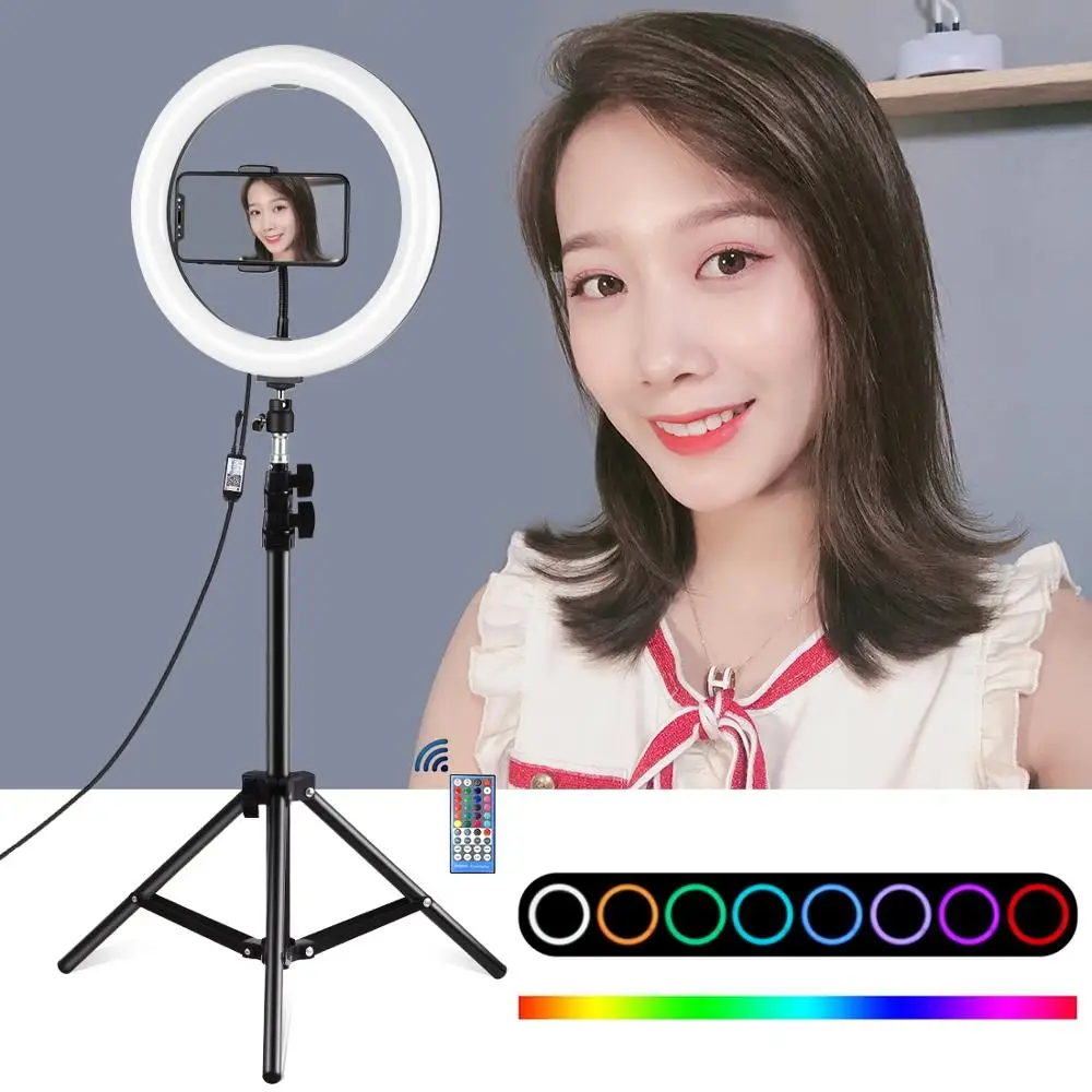 PULUZ 10.2 inch RGBW Dimmable LED Ring Light Kits Vlogging Photography Video Light for YouTube,Facebook Live,Twitch,Beauty Blog